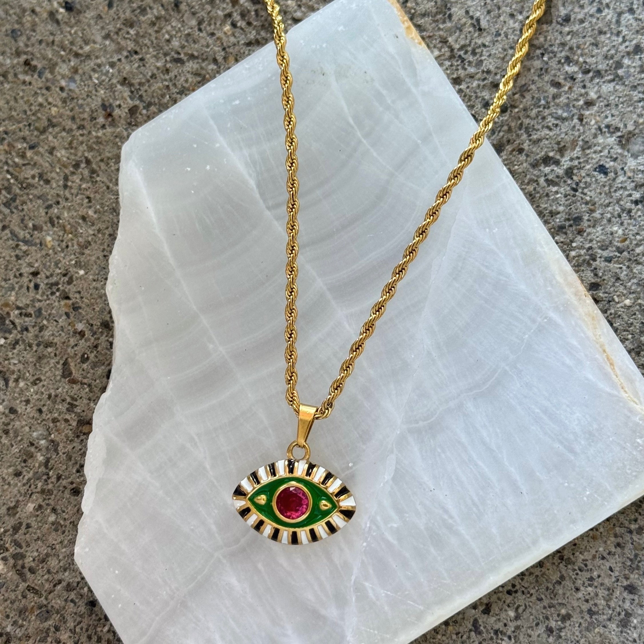 GOLD ENCHANTED ENAMEL EYE necklace