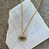 GOLD ENCHANTED ENAMEL EYE necklace