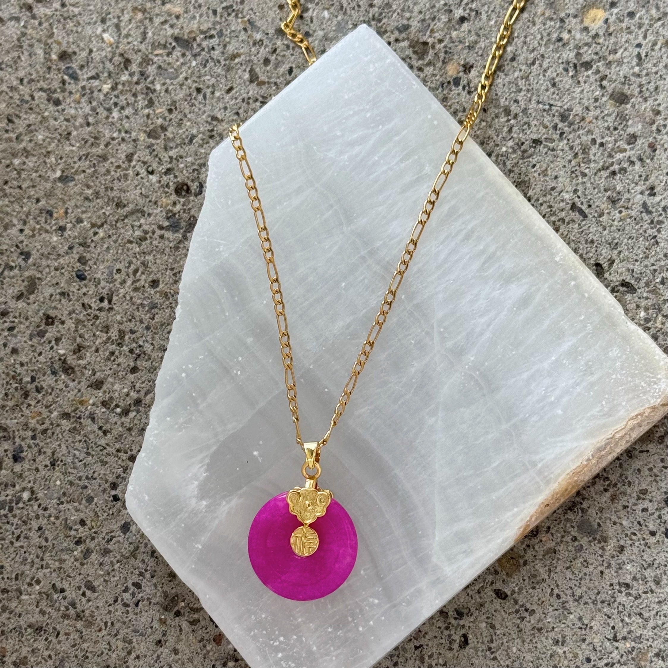 DELIA ROUND FUCHSIA JADE necklace