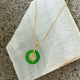 GOOD FORTUNE 18MM GREEN JADE necklace