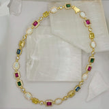 GOLD MULTICOLOR CRYSTAL OPAL necklace