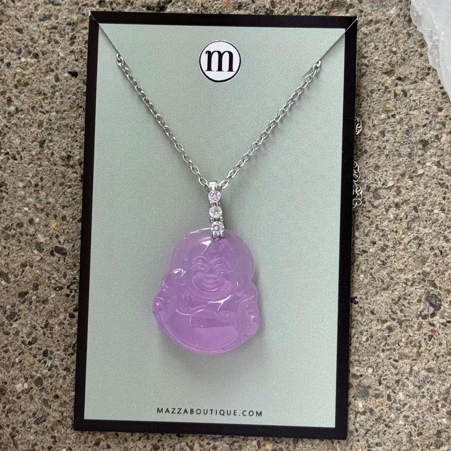 SILVER LAVENDER BUDDHA III STEEL MINI necklace