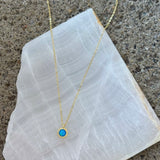 GOLD BLUE OPAL BEZEL SUPER MINI necklace