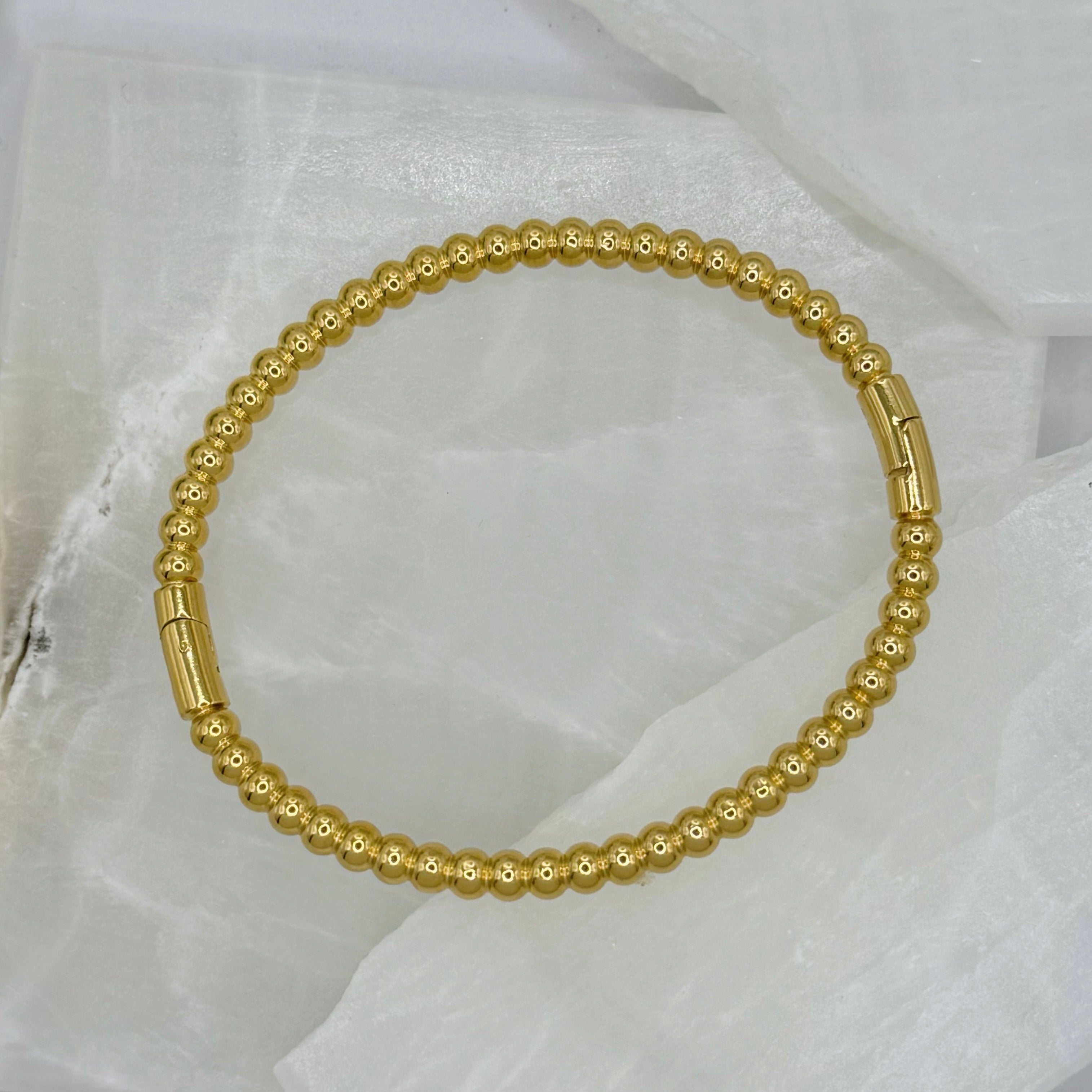 GOLD HIGH POLISHED BEADED bangle