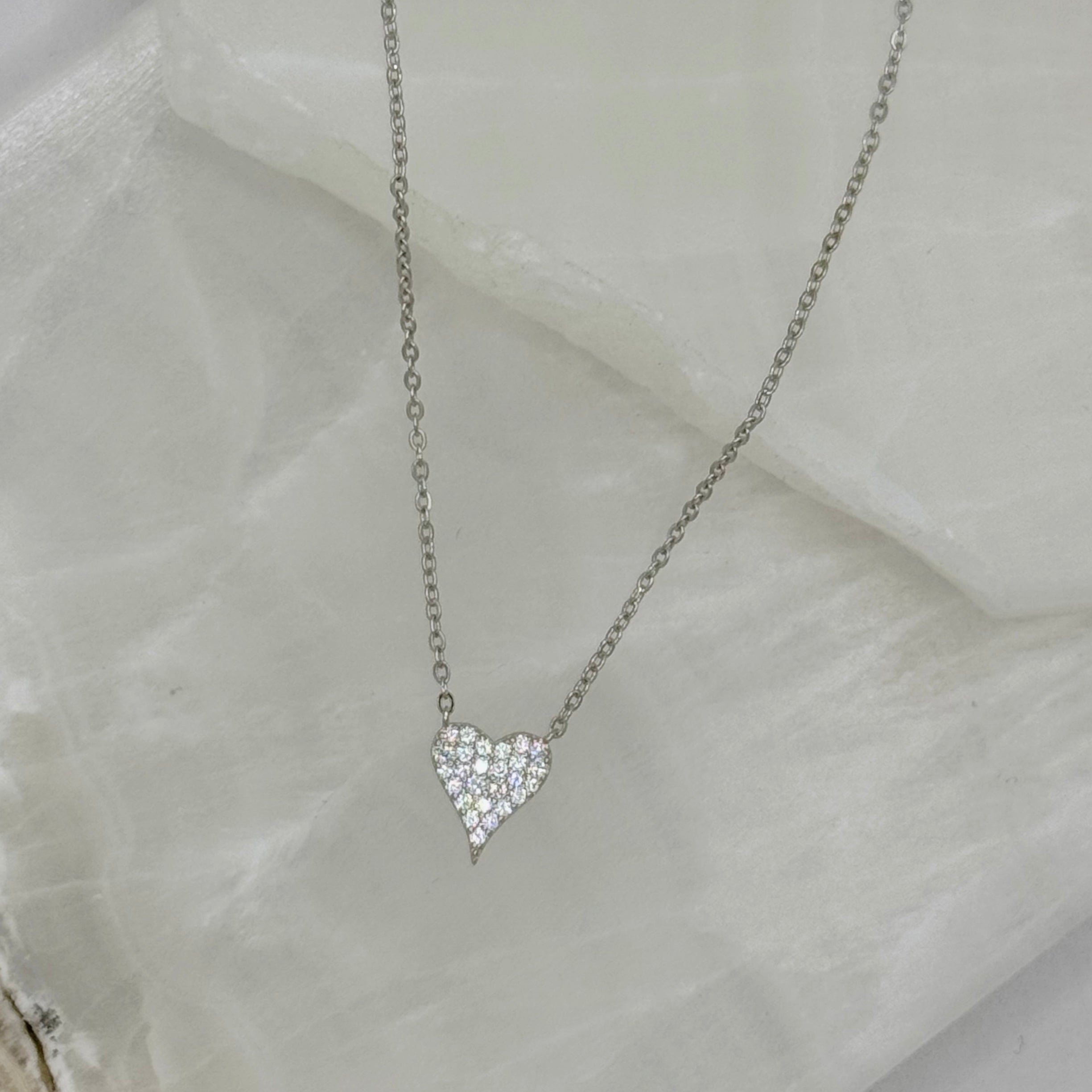 SILVER CRYSTAL HEART SUPER MINI necklace