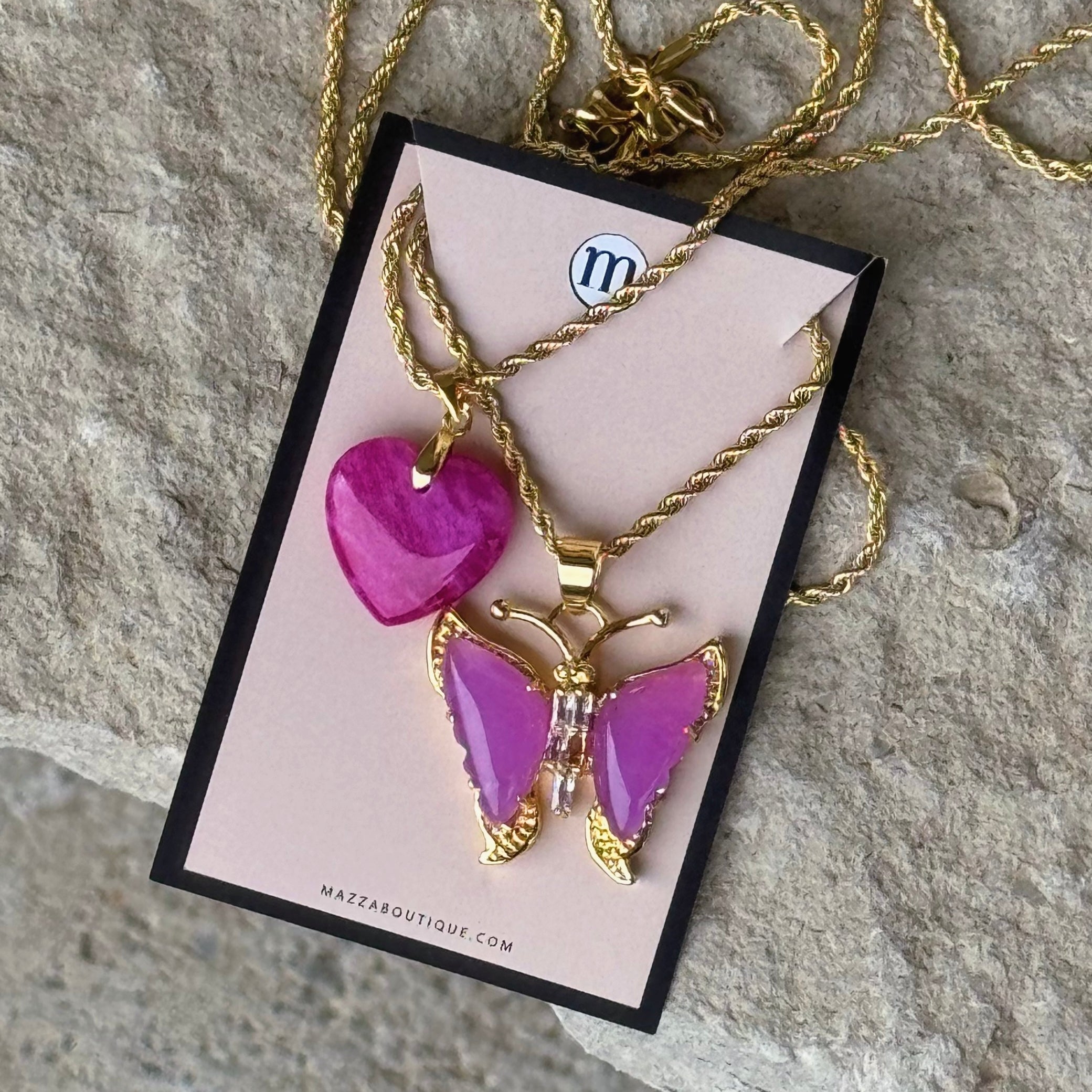BUTTERFLY & HEART FUCHSIA set