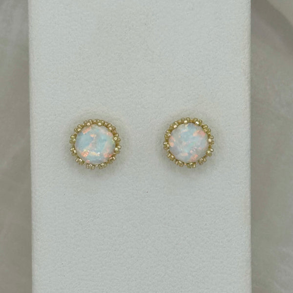 GOLD CROWNED OPAL STUD earrings