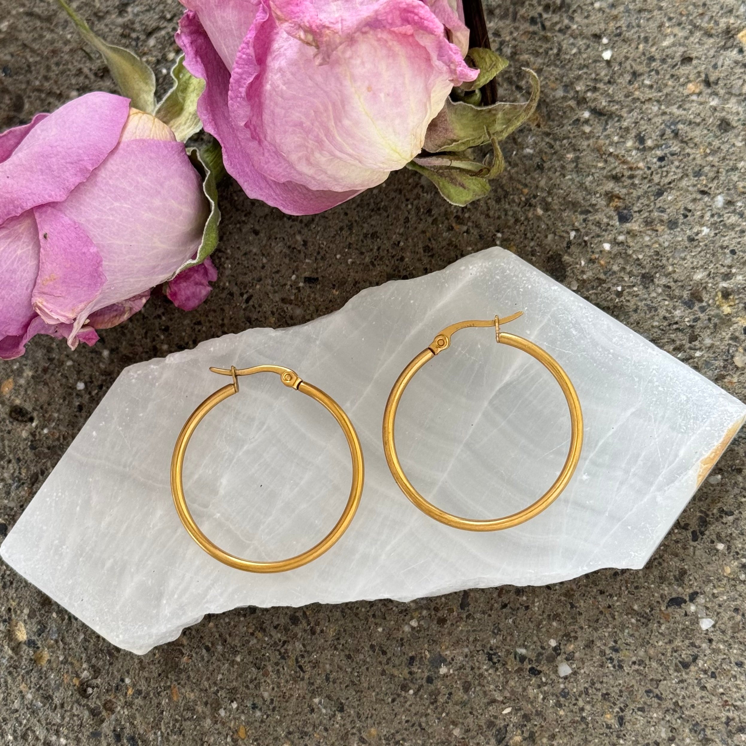 30MM GOLD THIN HOOP earrings