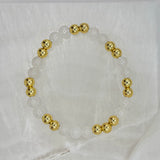 GOLD DOUBLE CLEAR QUARTZ BEADED bracelet
