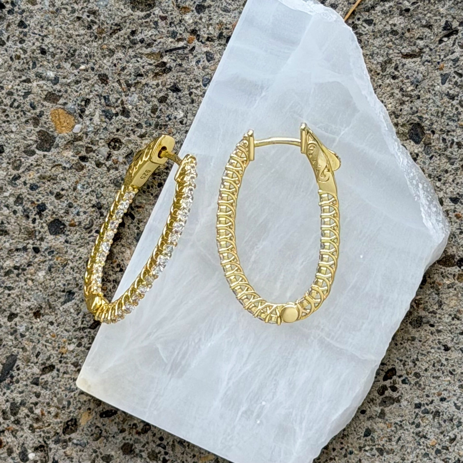 LUJANE CRYSTAL OVAL HOOP earrings