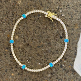 GOLD BLUE OPAL BAGUETTE CRYSTAL TENNIS bracelet