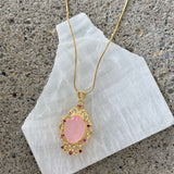 VICTORIA OVAL PINK JADE necklace