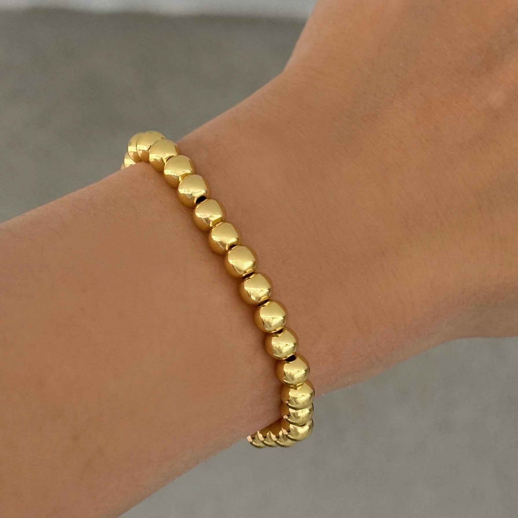 6MM GOLD HIGH POLISH BEADED bracelet