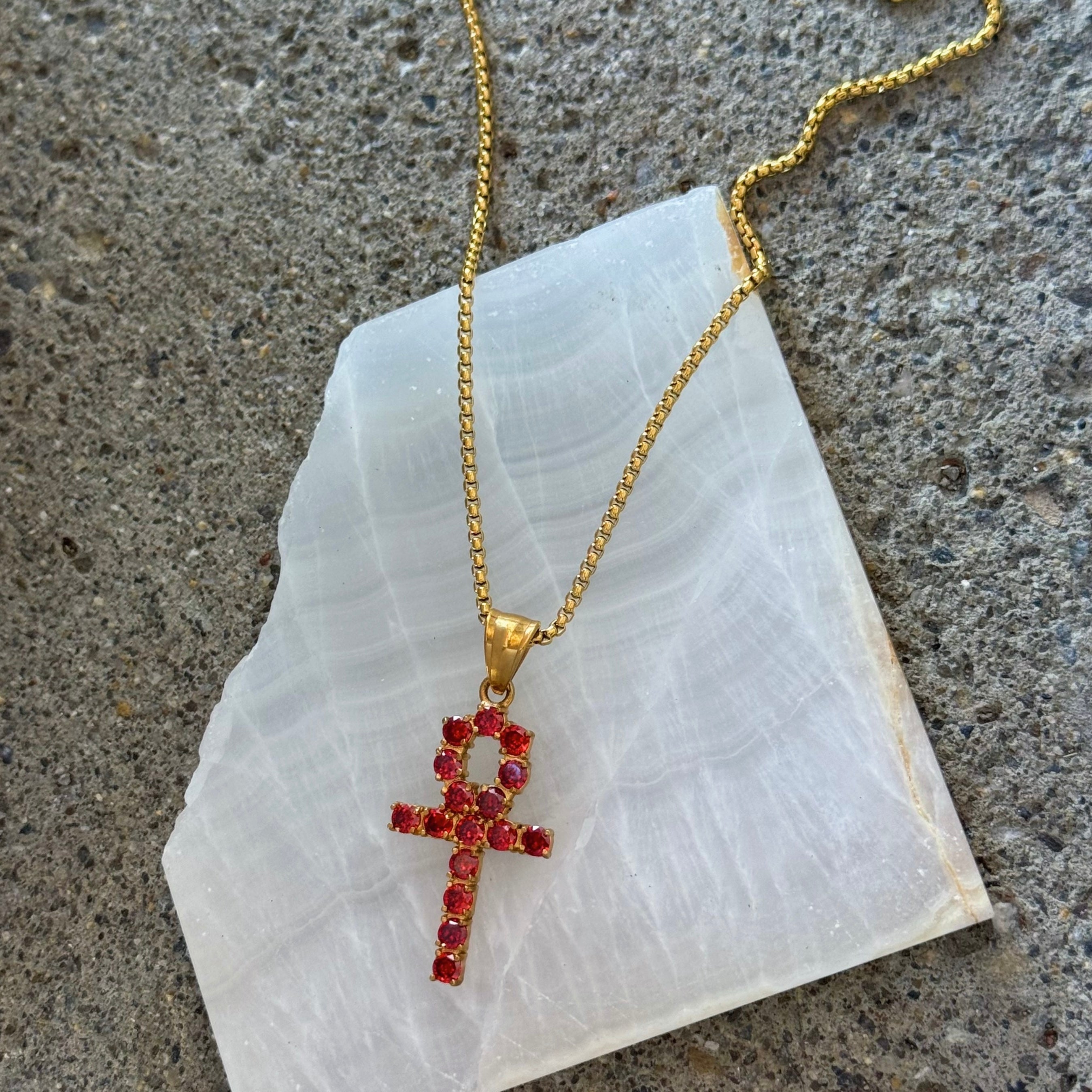 3MM RED ANKH necklace