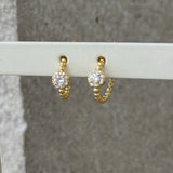 GOLD CRYSTAL STUD BEADED MINI HOOP earrings