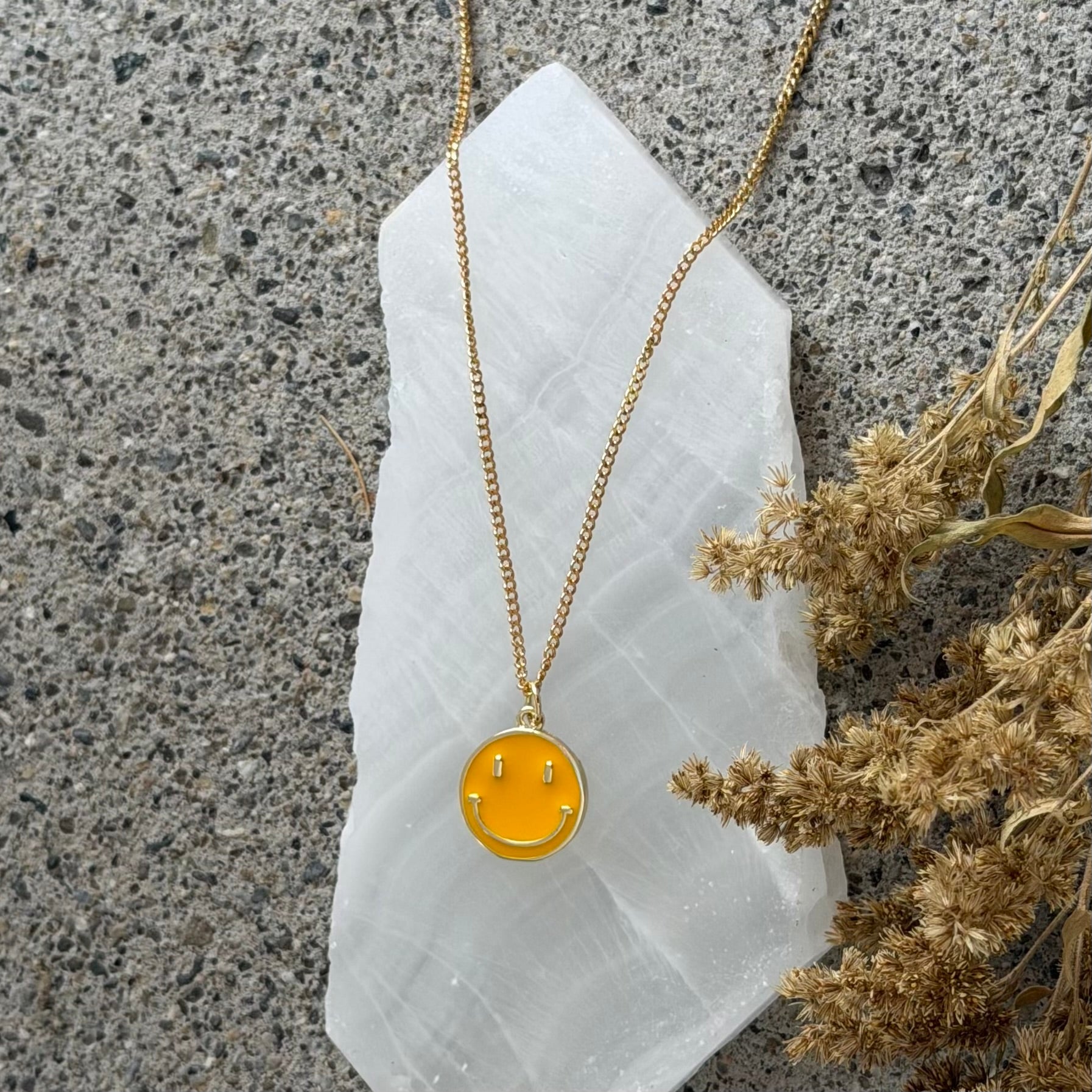 YELLOW ENAMEL SMILEY FACE necklace