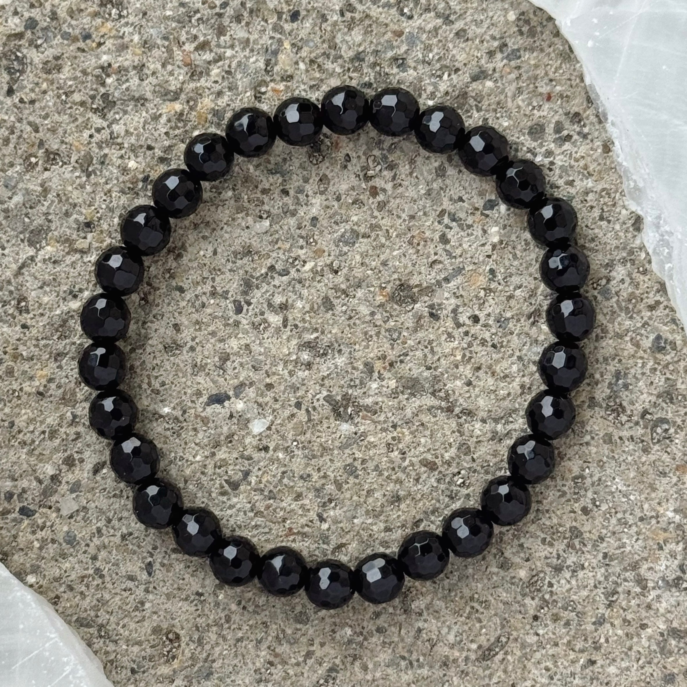 5MM DIAMOND CUT BLACK TOURMALINE BEADED bracelet