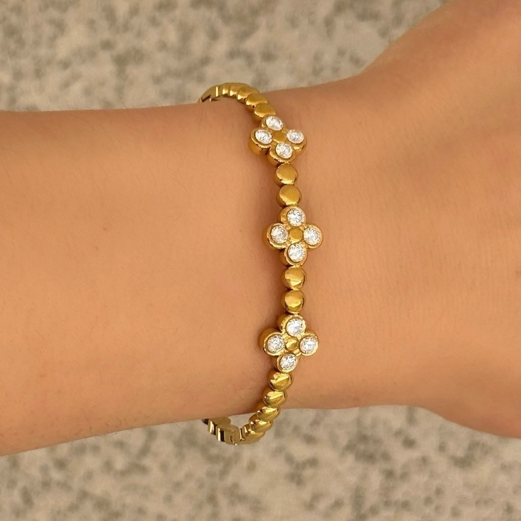 GOLD CRYSTAL FLORA bangle