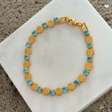 GOLD LIGHT BLUE CRYSTAL CIRCLE STEEL bracelet