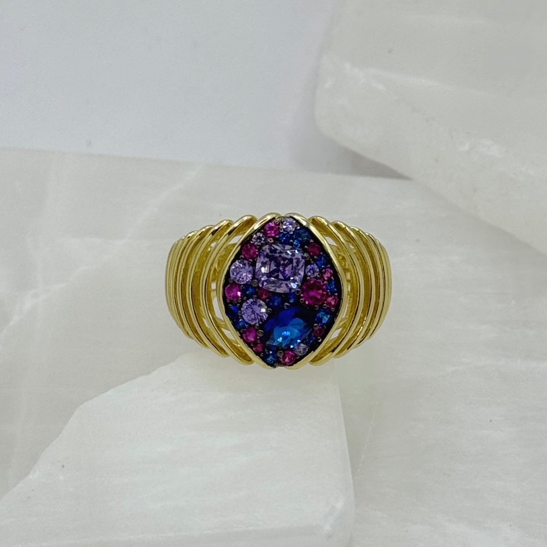 GOLD PURPLE DREAM CAGED ring