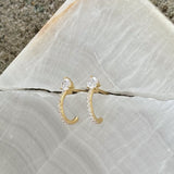 GOLD CRYSTAL STUD PAVE HOOP MINI earrings