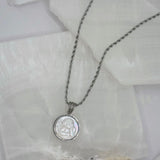 SILVER ANGEL MOTHER OF PEARL necklace