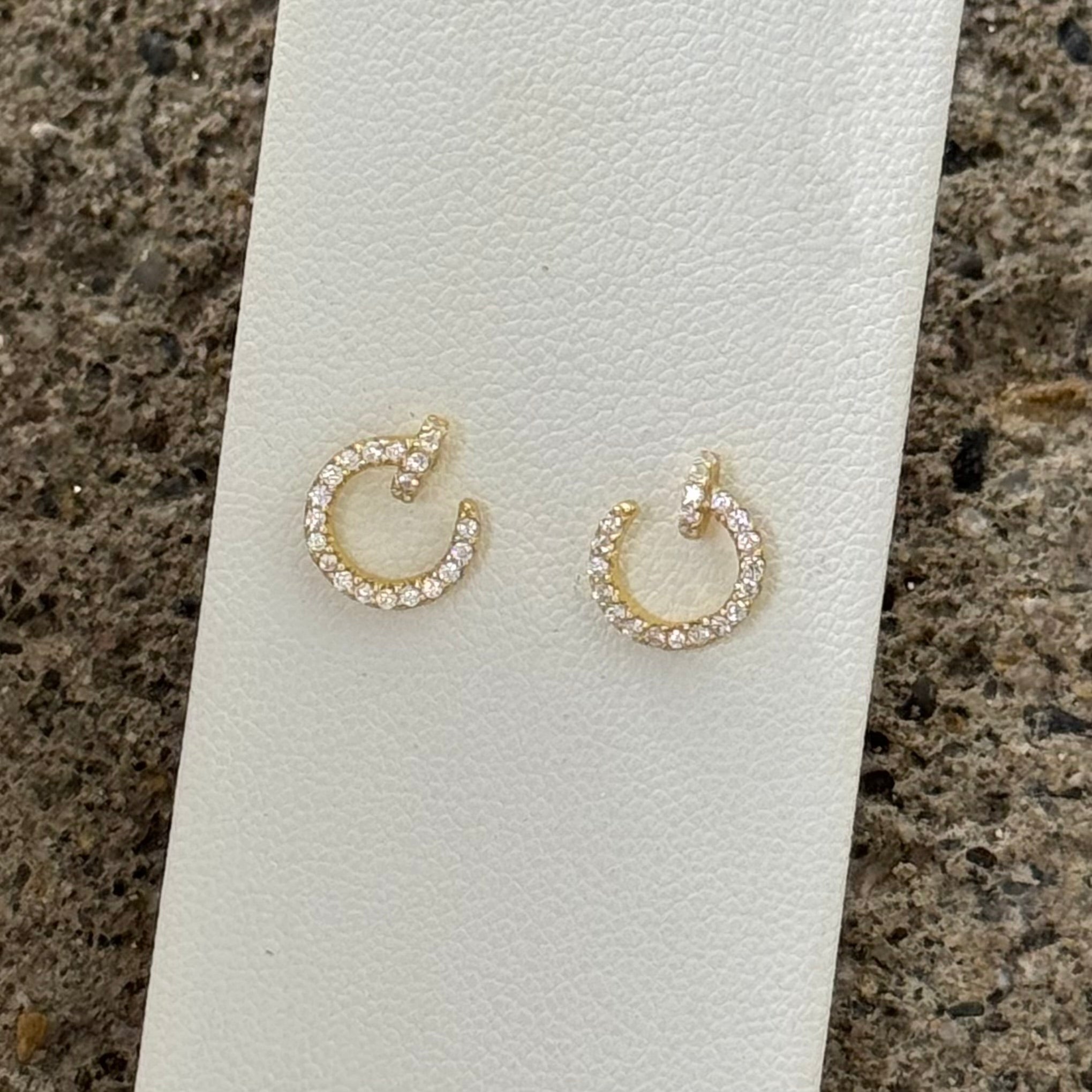 GOLD CRYSTAL NAIL STUD earrings