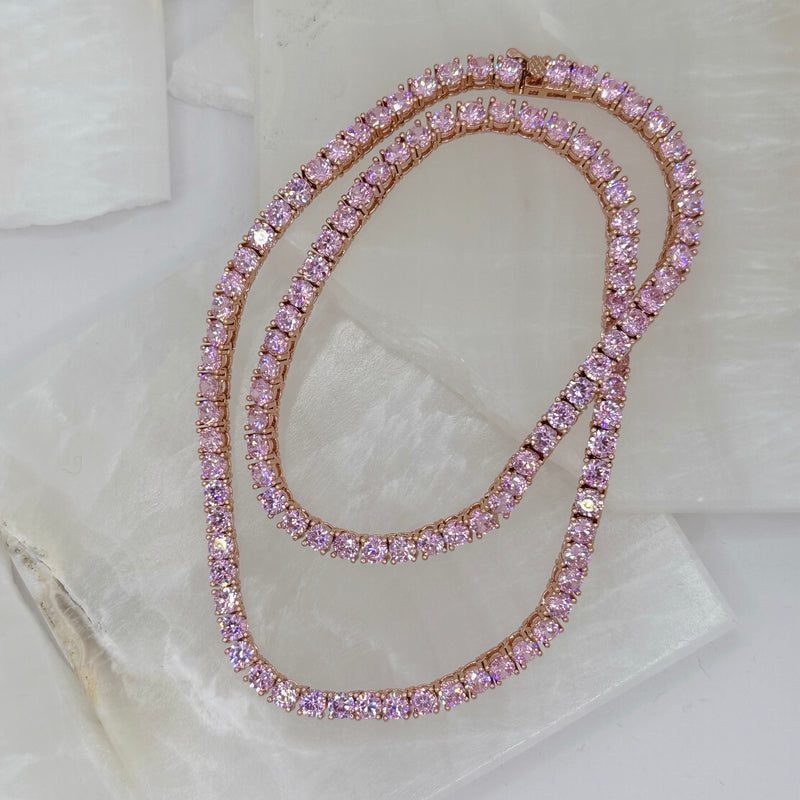 4MM PINK CRYSTAL TENNIS necklace