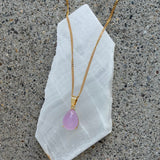 GOLD TEARDROP LAVENDER JADE MINI necklace