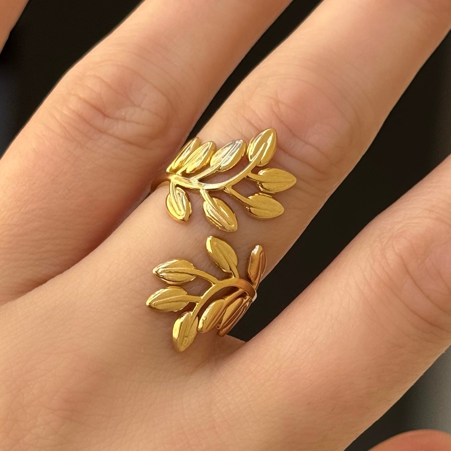 GOLD OLIVE BRANCH STEEL ring