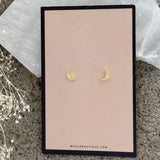 GOLD CRYSTAL CRESCENT MOON STUD earrings