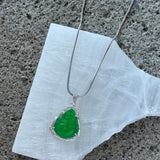 SILVER CRYSTAL BUDDHA GREEN JADE MINI necklace
