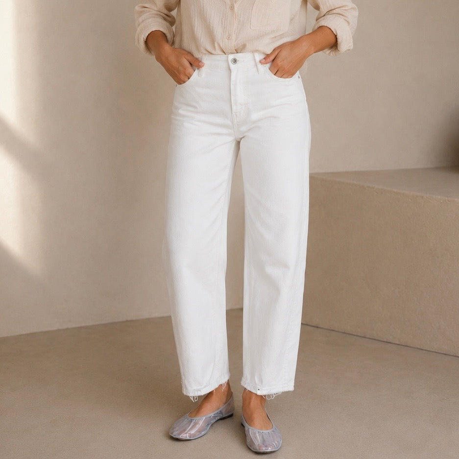 WESS HIGH RISE BRIGHT WHITE BARREL jeans