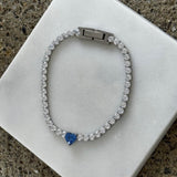 SILVER BLUE HEART CRYSTAL STEEL bracelet