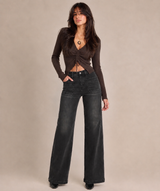 PRISCILLA HIGH RISE BLACK WIDE TROUSE jeans