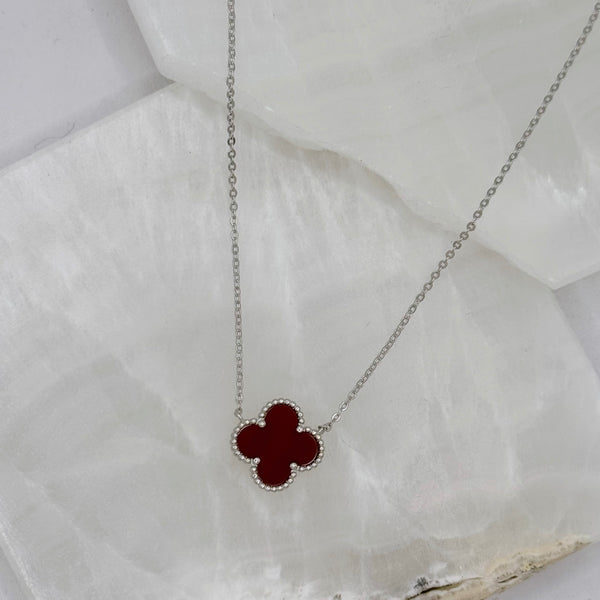 SILVER DEEP RED GOOD LUCK necklace