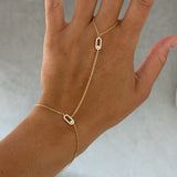 GOLD CRYSTAL OVAL LINK hand chain