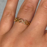 GOLD STEEL SQUARE CHAIN LINK ring