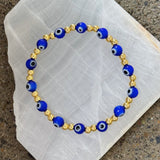 GOLDEN BLUE EVIL EYE BEADED bracelet