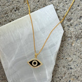 BLACK ENAMEL CRYSTAL EVIL EYE necklace