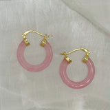 25MM PINK JADE HOOP earrings