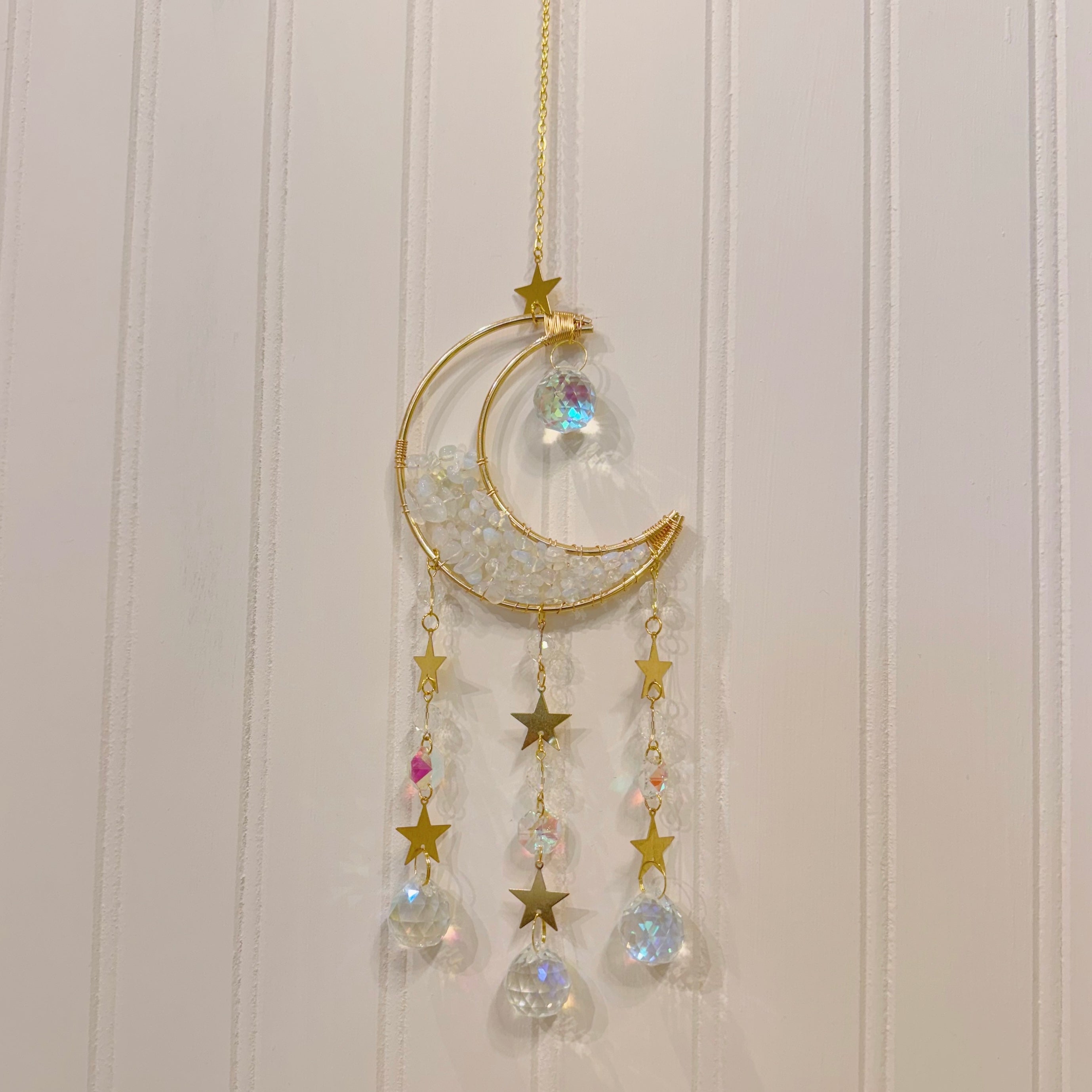 OPAL CRESCENT MOON sun catcher