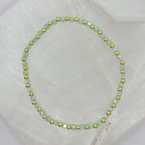 GREEN SQUARE BEADED STRETCHY bracelet