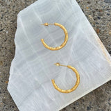 GOLD STEEL BAMBOO HOOP MINI earrings