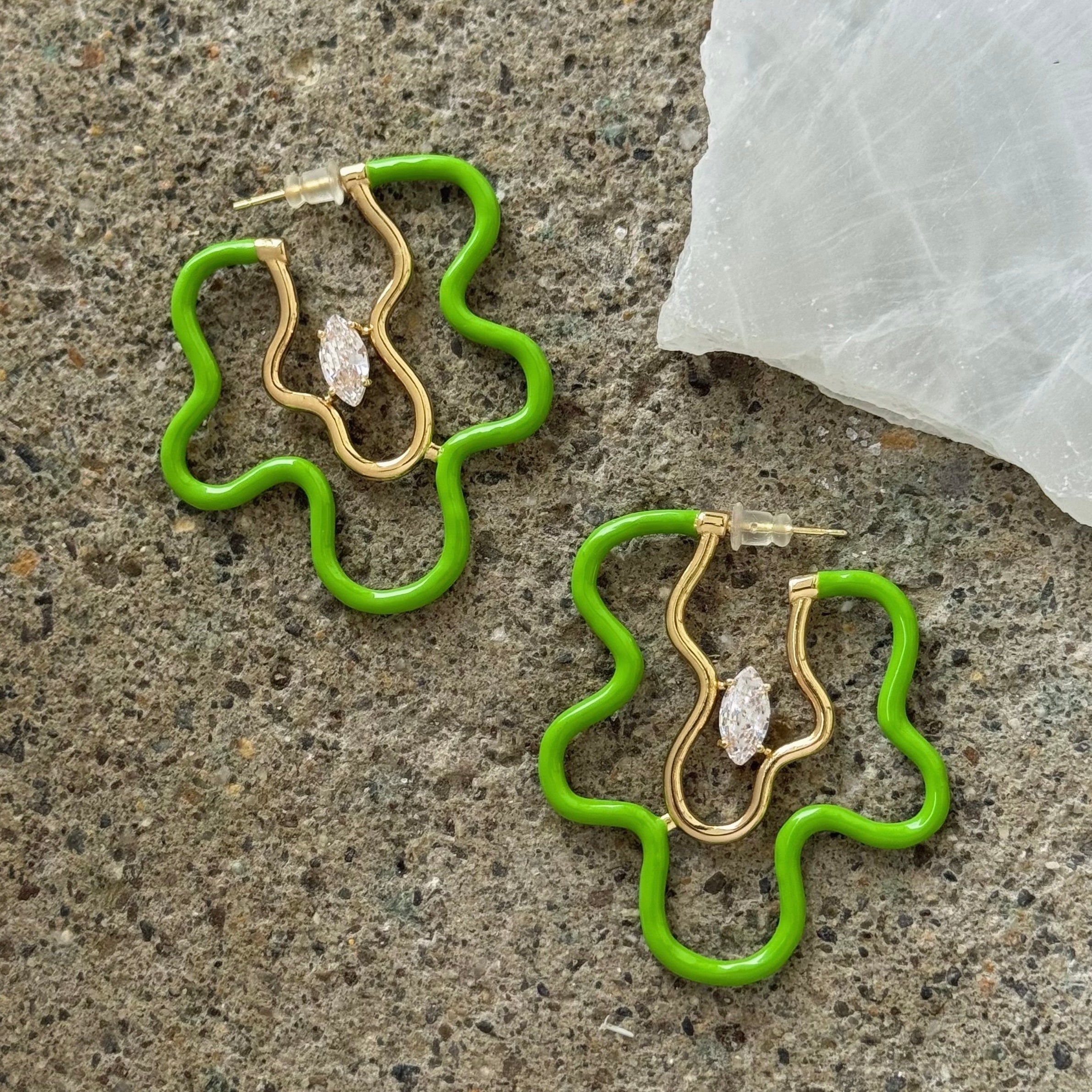 GREEN SQUIGGLE earrings