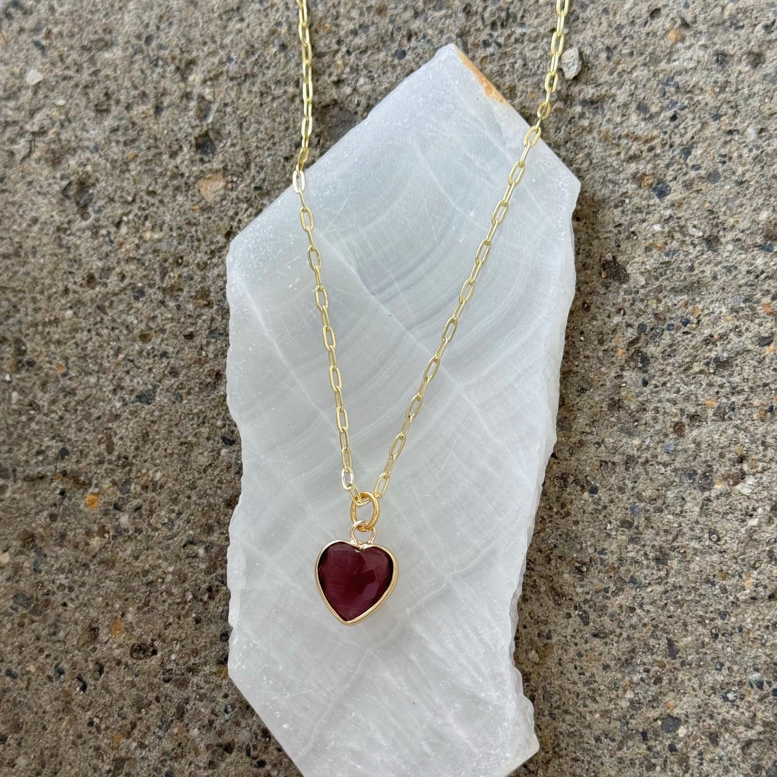 GOLD AMETHYST HEART PAPERCLIP necklace
