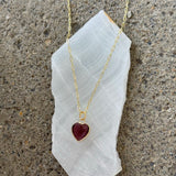 GOLD AMETHYST HEART PAPERCLIP necklace