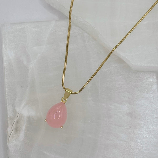 TEARDROP PINK JADE MINI necklace