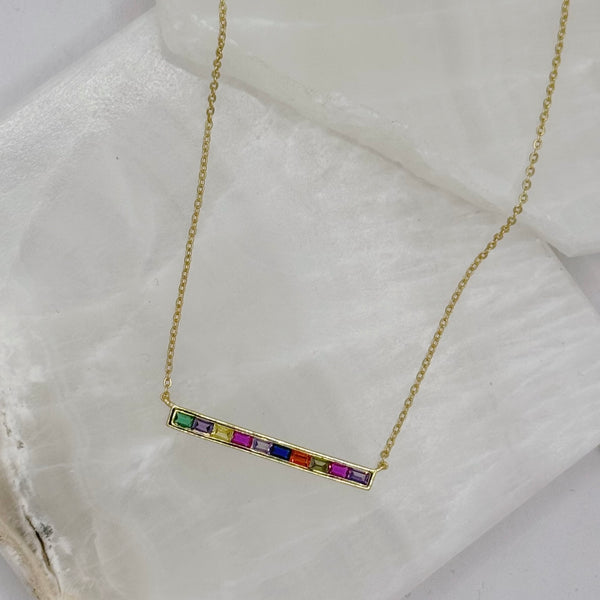 GOLD MULTI COLOR BAR necklace