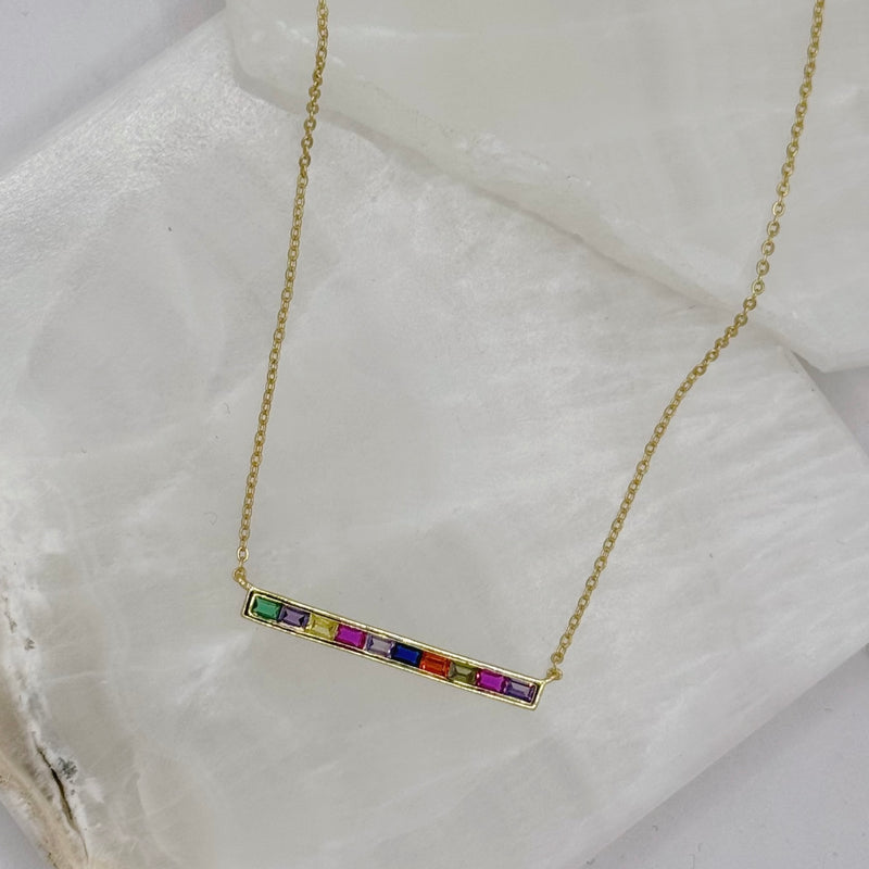 GOLD MULTI COLOR BAR necklace
